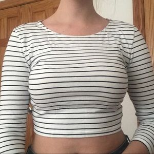 Black and white striped crop top